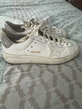 Golden Goose White Canvas Drawstring Bag with Black Print these are barely used